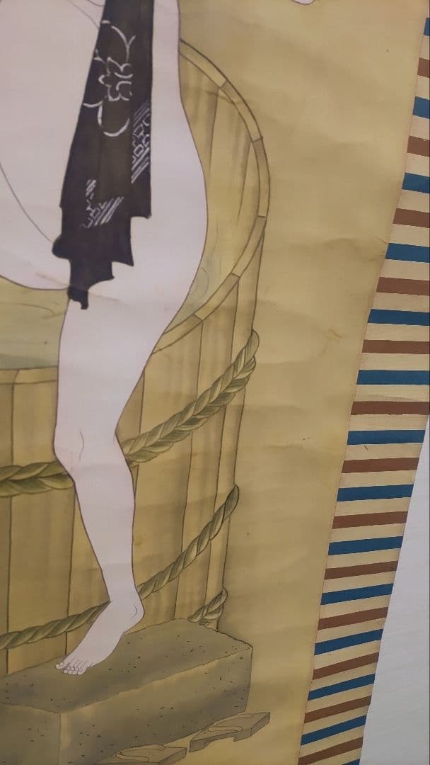 ご希望額まで値下げ～@裸の着物女性 風呂・涼み 肉筆掛軸2本 春画性風俗画