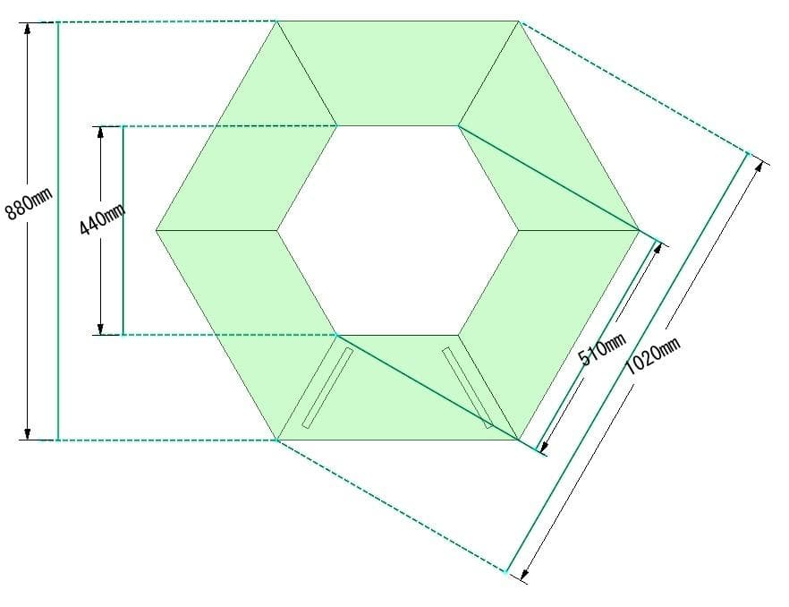 中サイズ OSBボード ヘキサゴン ヘキサテーブル 囲炉裏テーブル 組み立て式