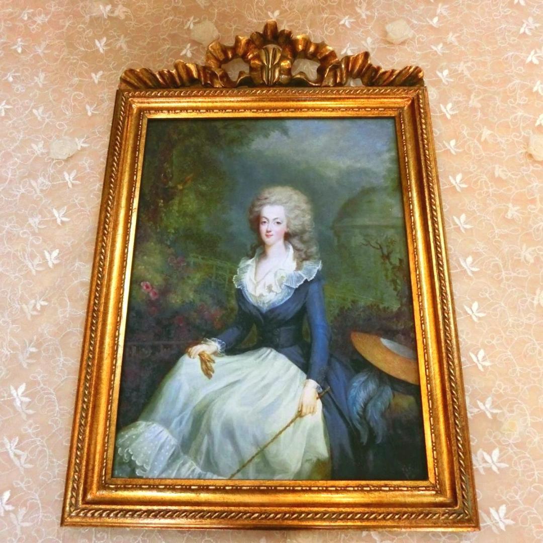 ロココ調　マリーアントワネット額絵701　アンティークゴールド キャンバス印刷