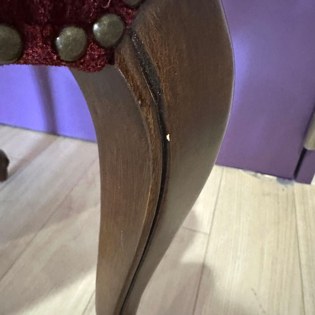 レッドベルベットのヴィンセントハイバックダイニングチェア１脚