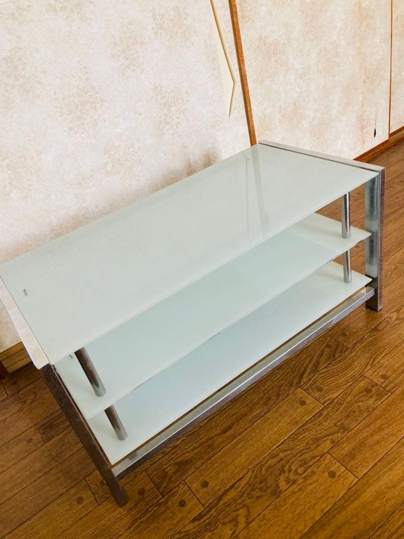 ガラス製　３段テレビ台　TEMPERED GLASS