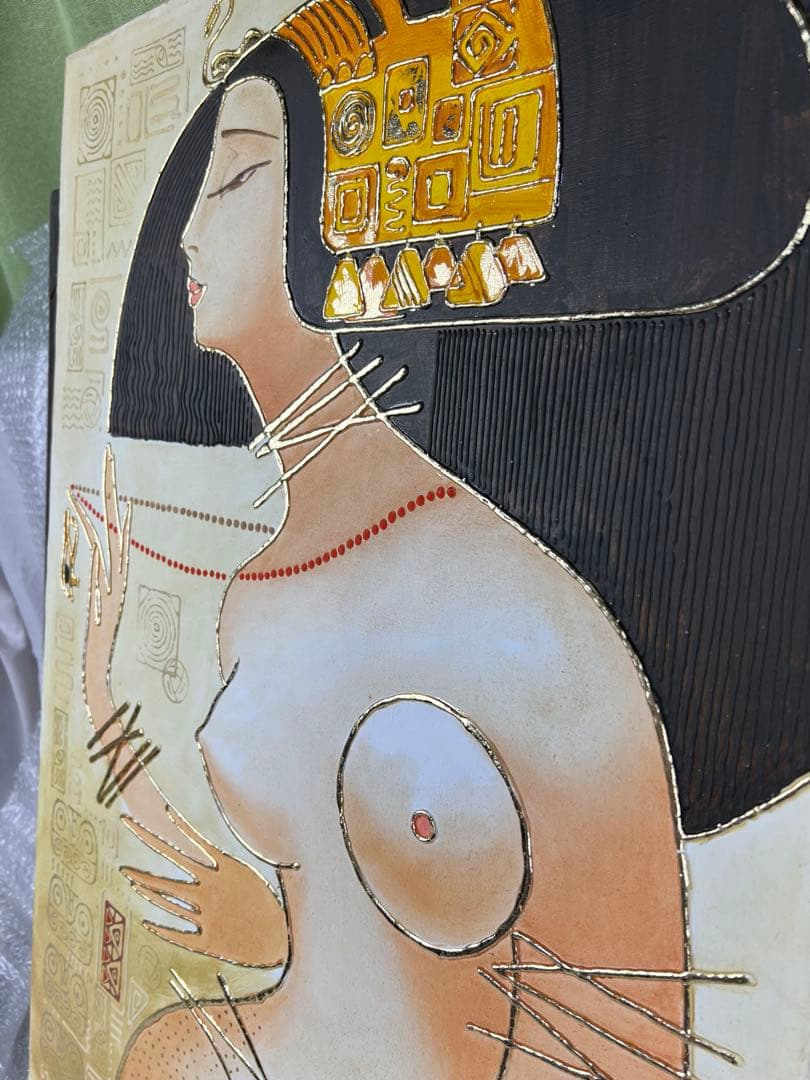 アート★美人画★キャンパス画★オリエンタル★縦700mm横500mm★used