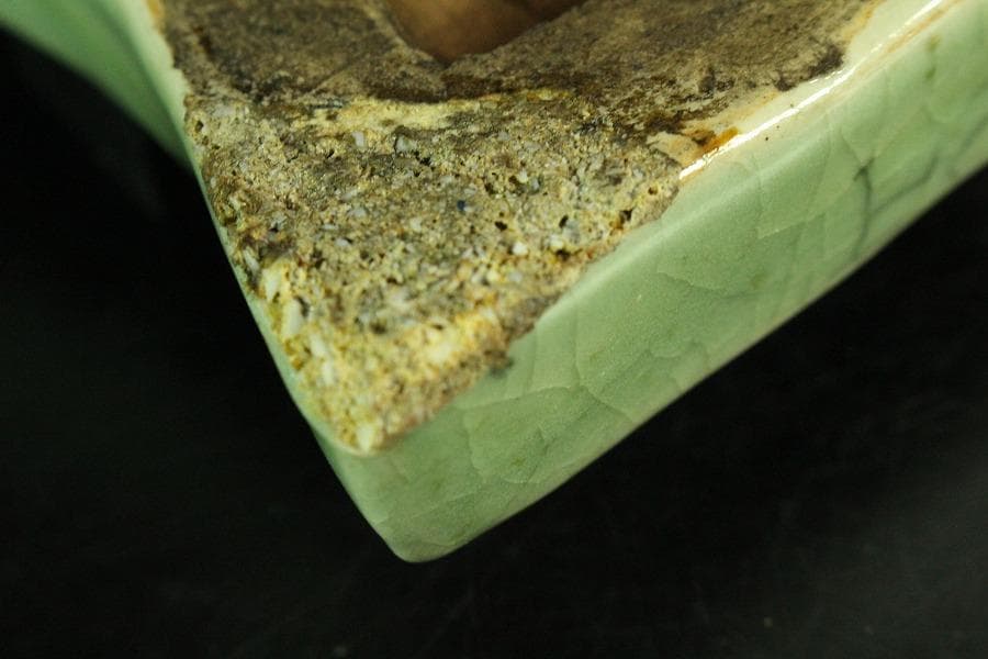 名工 青木木米造 青磁陶硯 文房具(K-YC627)