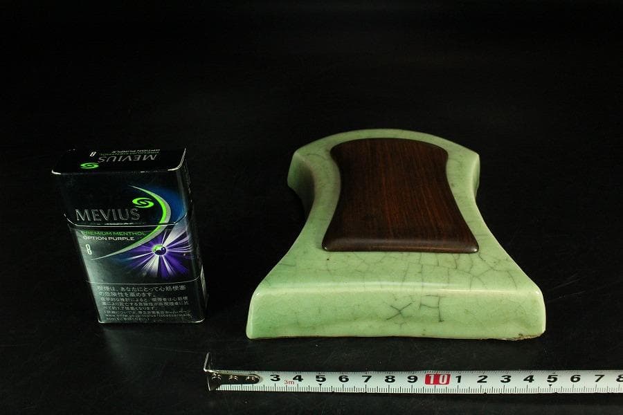 名工 青木木米造 青磁陶硯 文房具(K-YC627)