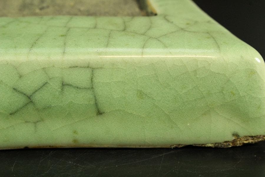 名工 青木木米造 青磁陶硯 文房具(K-YC627)