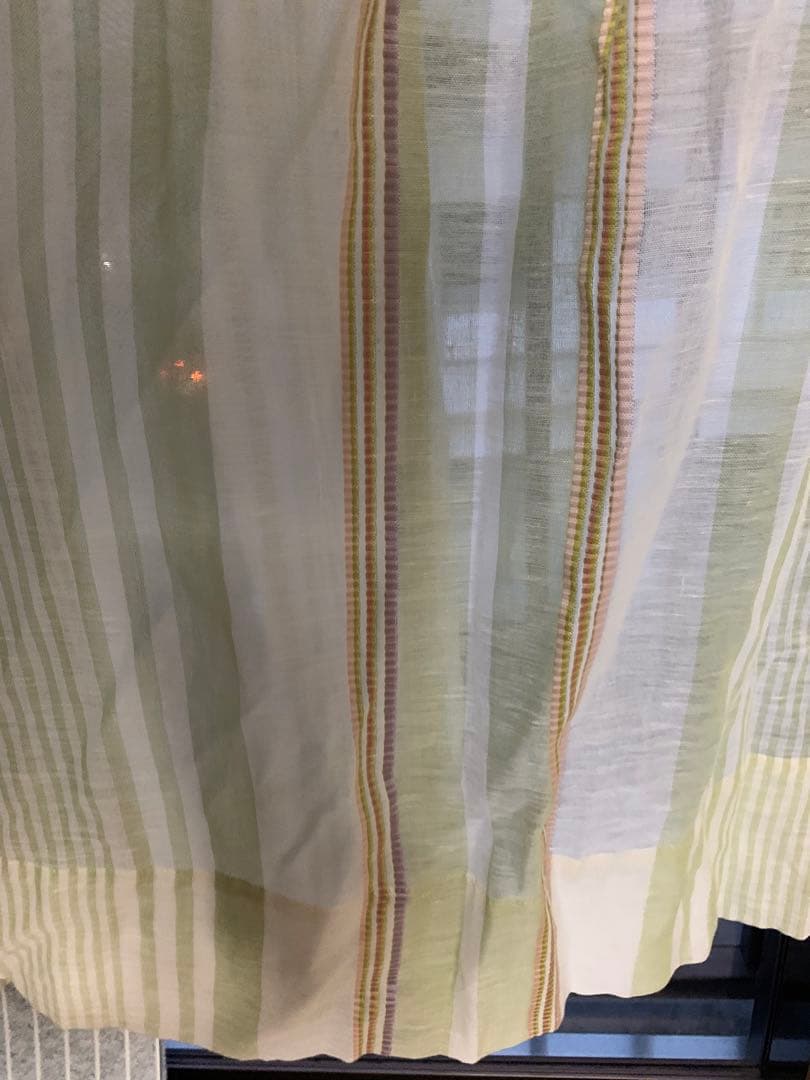 特価超美品フィスバカーテンfisba薄グリーン刺繍入1枚
