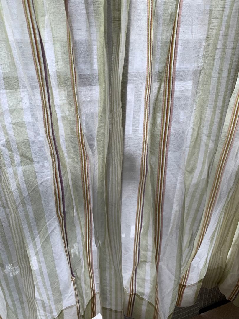 特価超美品フィスバカーテンfisba薄グリーン刺繍入1枚
