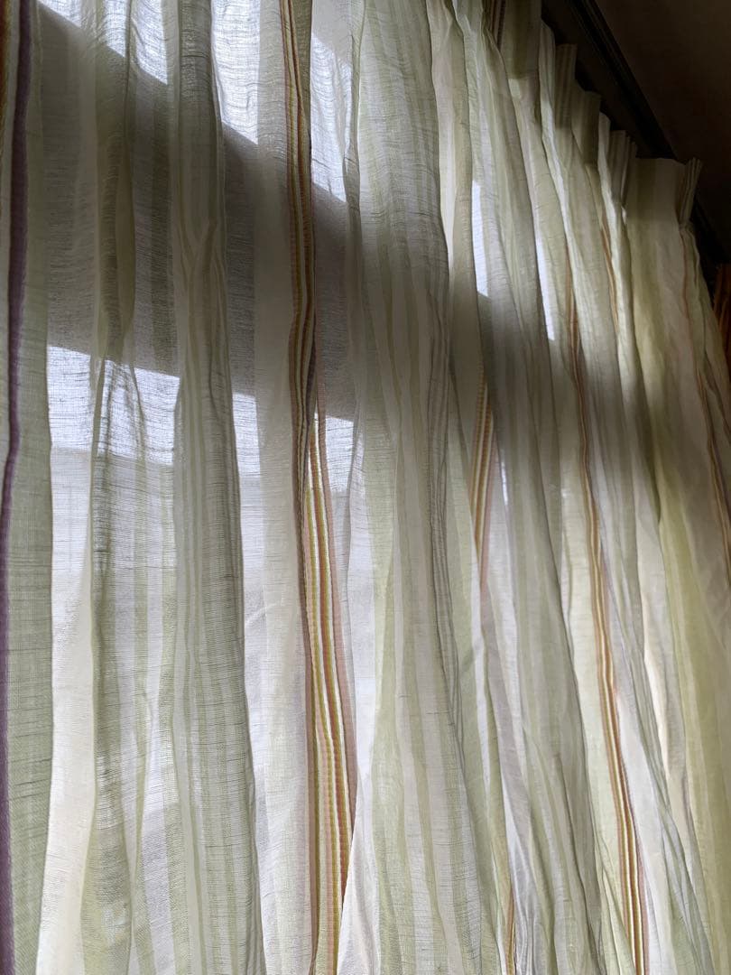 特価超美品フィスバカーテンfisba薄グリーン刺繍入1枚