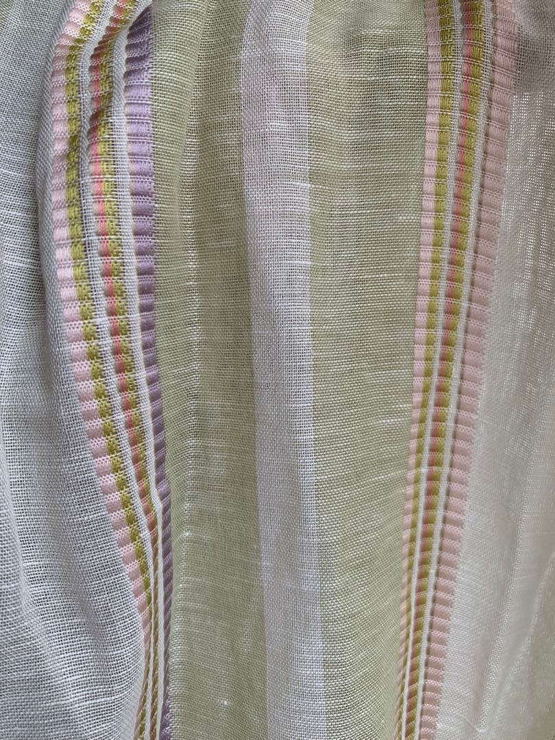 特価超美品フィスバカーテンfisba薄グリーン刺繍入1枚