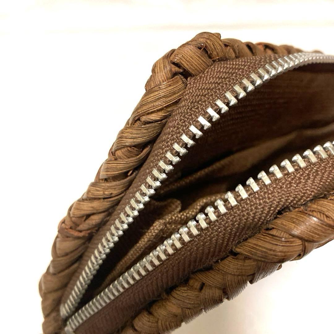 【山葡萄】　長財布　美品　網代編み　やまぶどう　ラウンドファスナー