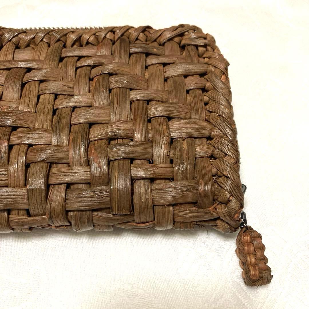 【山葡萄】　長財布　美品　網代編み　やまぶどう　ラウンドファスナー