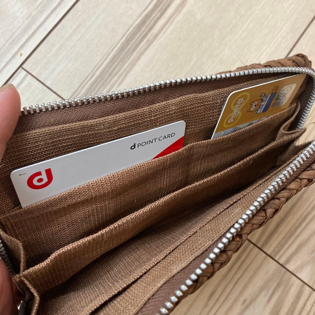 【山葡萄】　長財布　美品　網代編み　やまぶどう　ラウンドファスナー