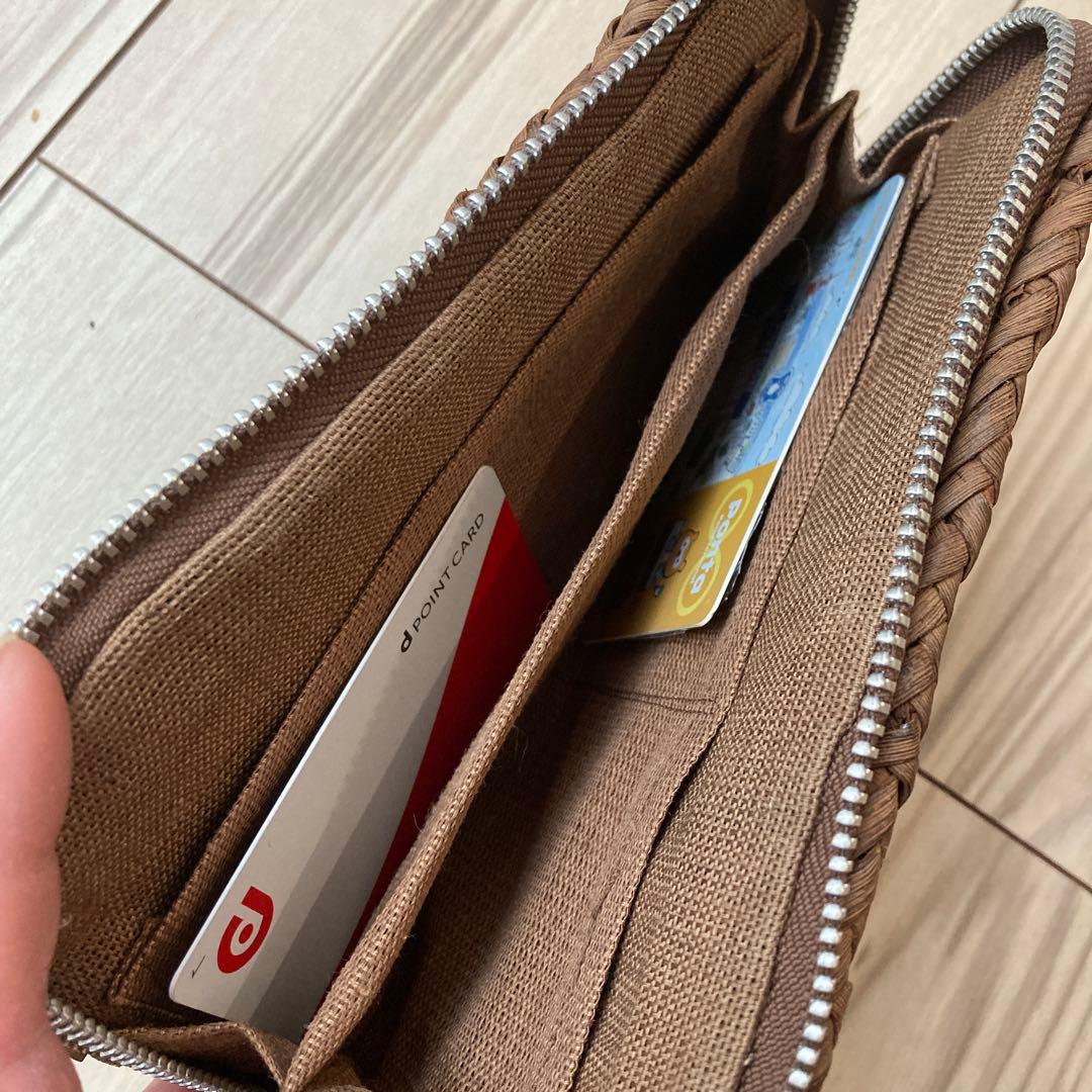 【山葡萄】　長財布　美品　網代編み　やまぶどう　ラウンドファスナー