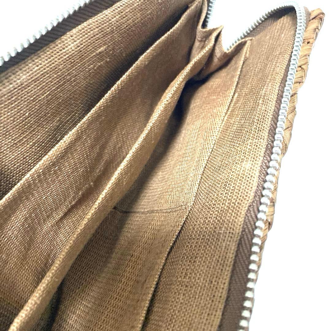 【山葡萄】　長財布　美品　網代編み　やまぶどう　ラウンドファスナー