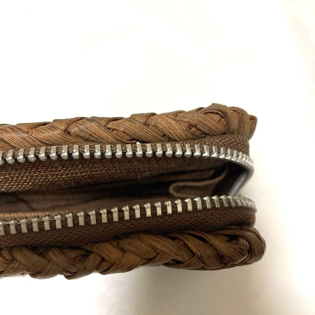 【山葡萄】　長財布　美品　網代編み　やまぶどう　ラウンドファスナー