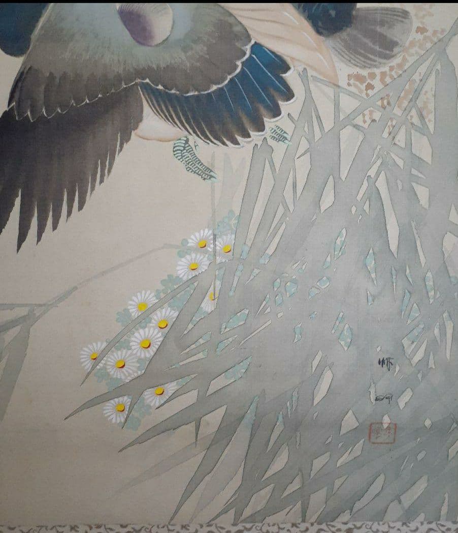 掛け軸/月下の鳥？