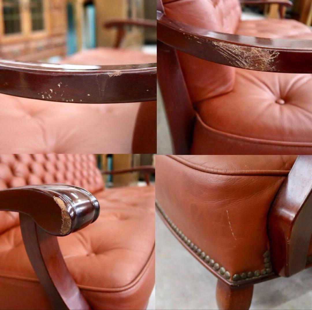 3／25迄　奈良技工　ねこ足・ボタンバック3人掛けソファ