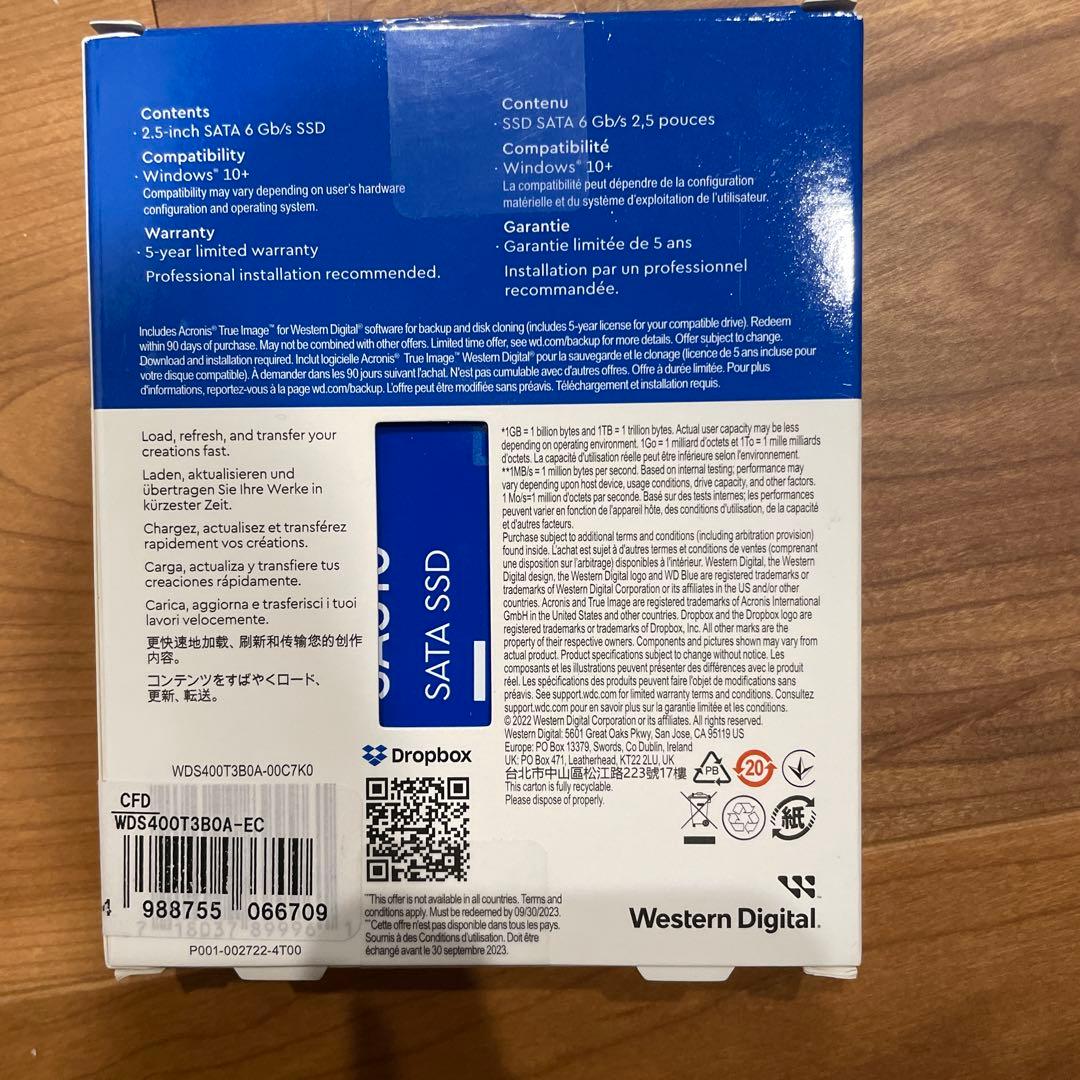 【未使用品】WD Blue SA510 4TB SATA SSD 2.5インチ
