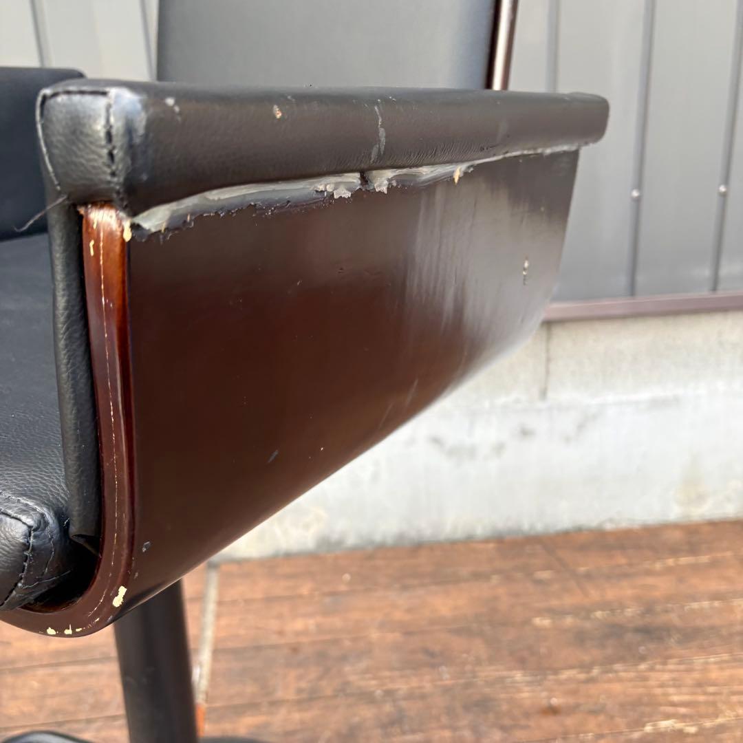 ③ 北欧レトロ 木製フレーム カウンターチェア バーチェア 古家具 ビンテージ