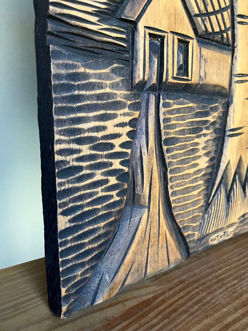 [ヴィンテージ ] 木製レリーフ　作家刻印有り