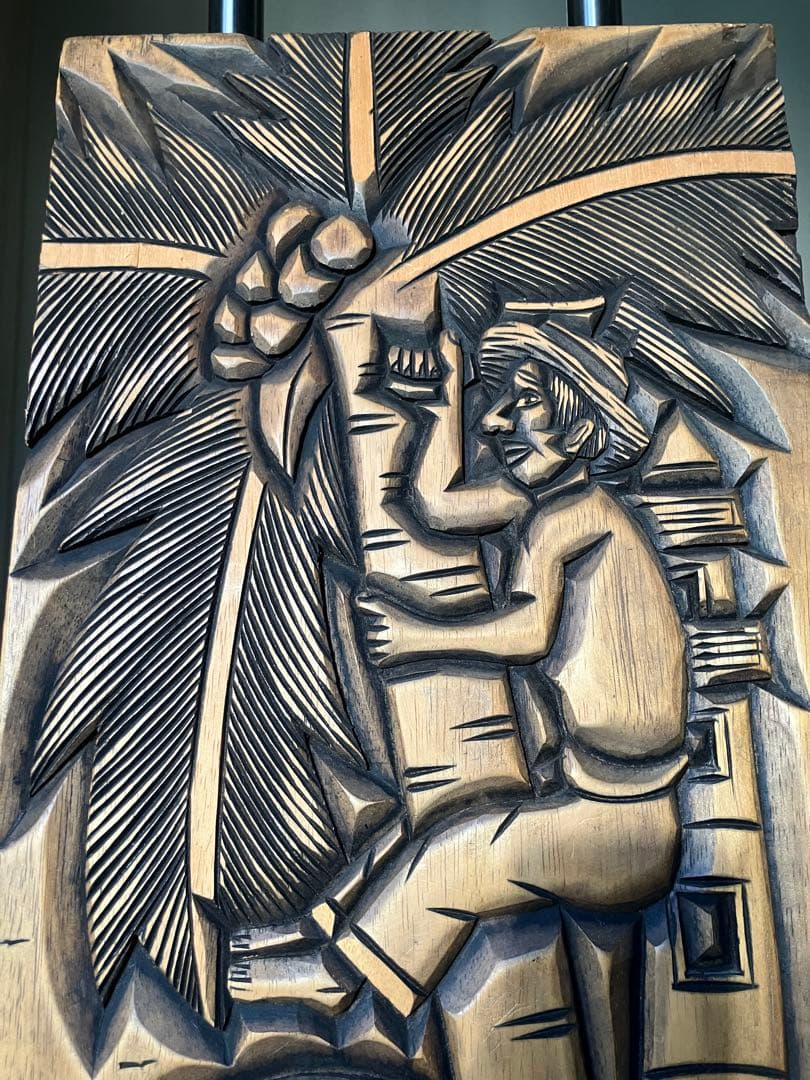 [ヴィンテージ ] 木製レリーフ　作家刻印有り