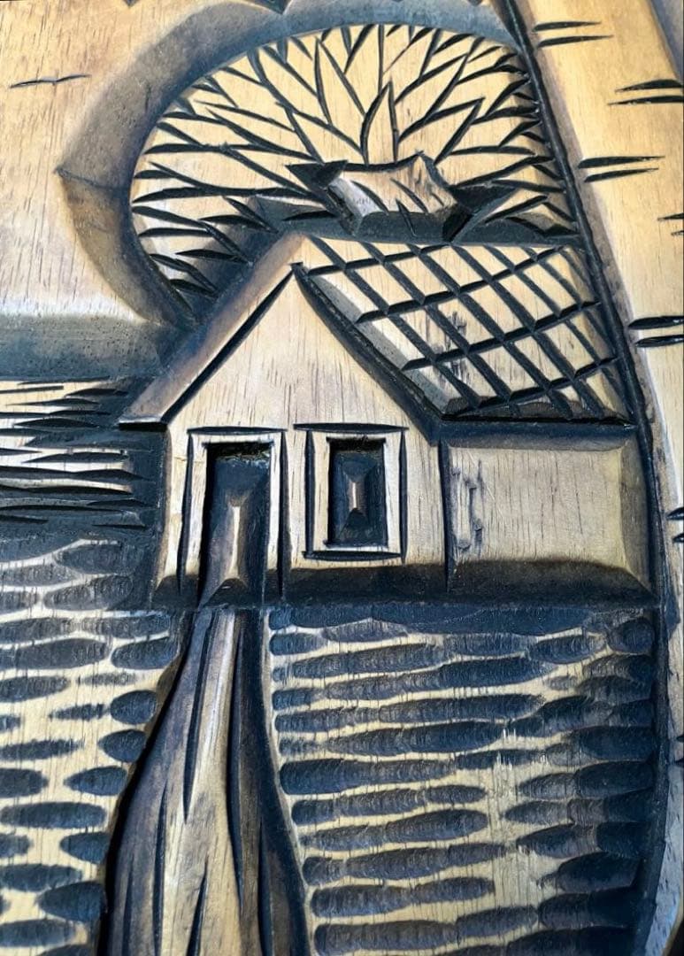 [ヴィンテージ ] 木製レリーフ　作家刻印有り