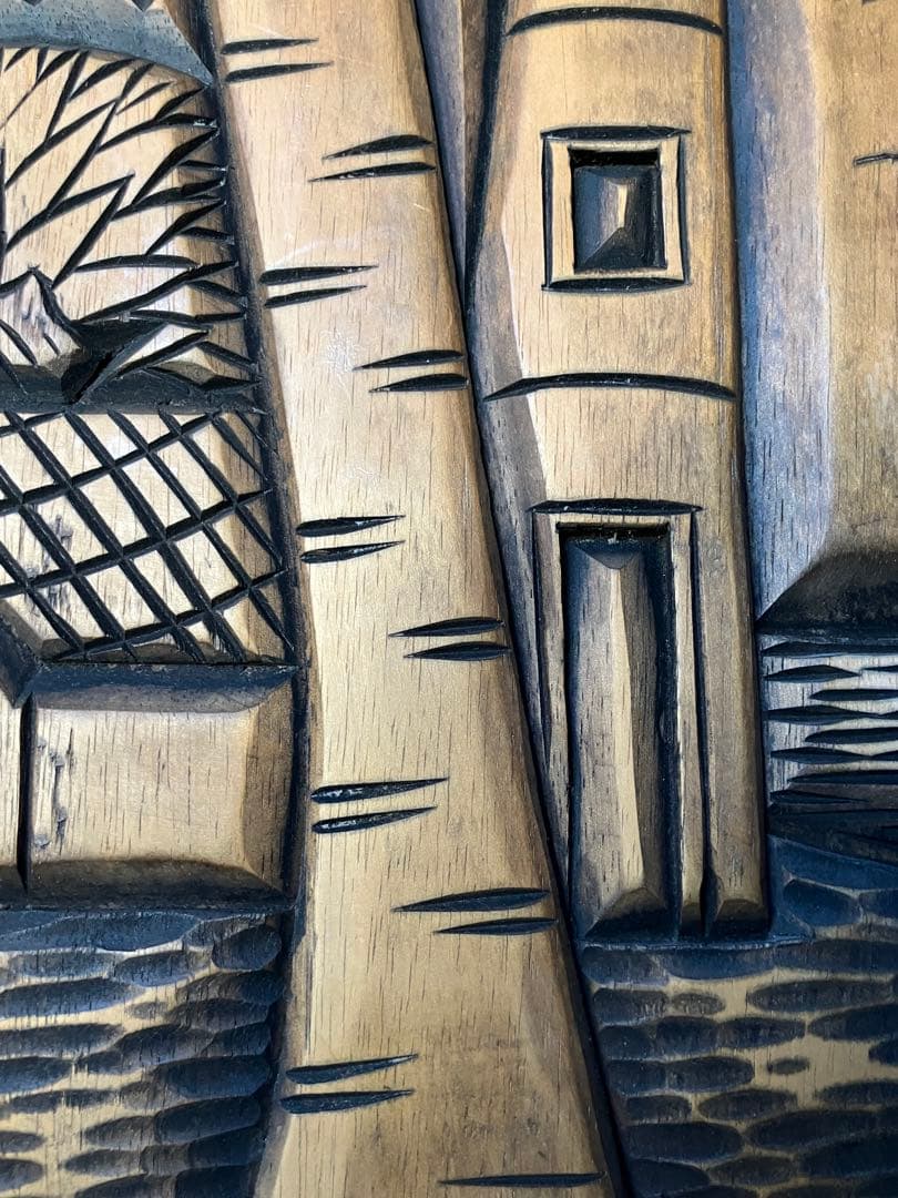 [ヴィンテージ ] 木製レリーフ　作家刻印有り