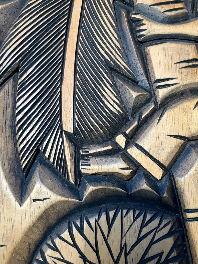 [ヴィンテージ ] 木製レリーフ　作家刻印有り