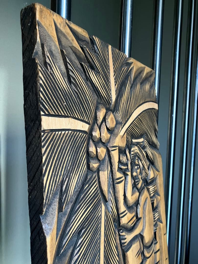 [ヴィンテージ ] 木製レリーフ　作家刻印有り