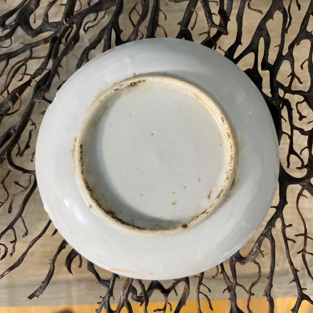 骨董　中国　古玩　古陶　清代　粉彩　蝶々　小皿　手塩皿　３客　バラ売り不可