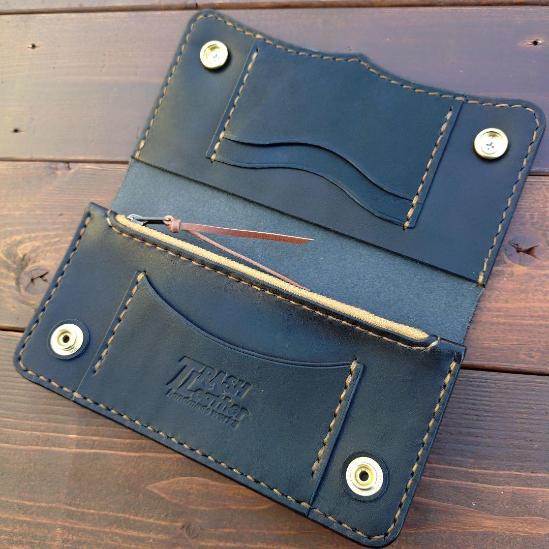 栃木オイルレザー‼️トラッカーウォレット【ハンドメイド品】