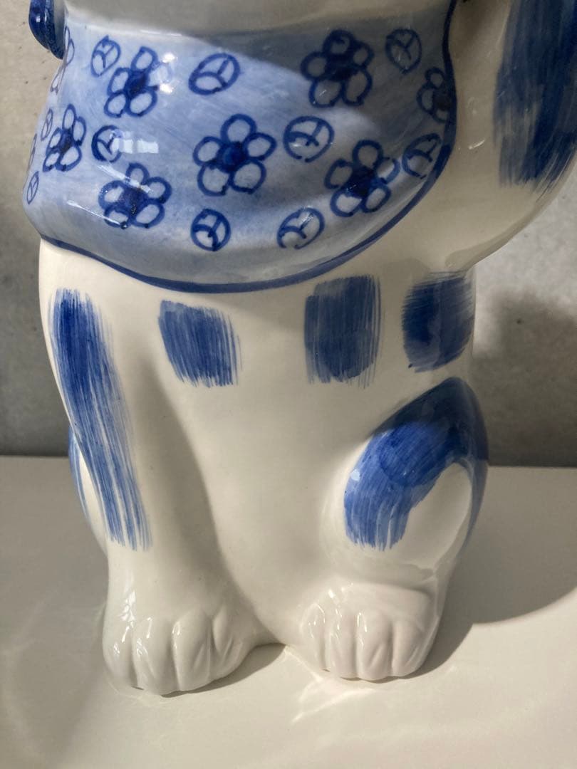 招き猫 陶器製 九谷焼　猫置物　青磁