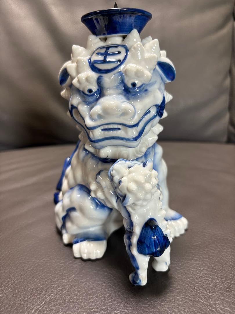 獅子親子　燭台　置物