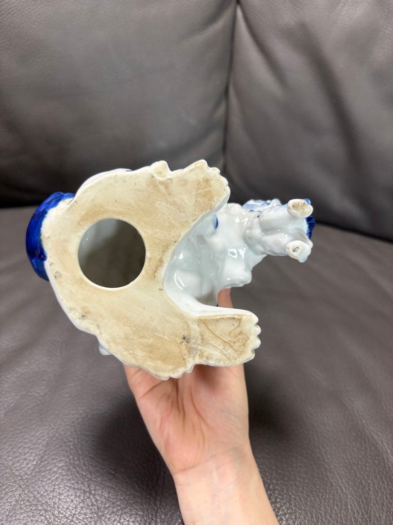 獅子親子　燭台　置物