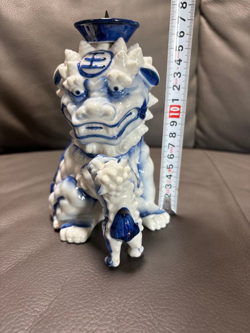 獅子親子　燭台　置物