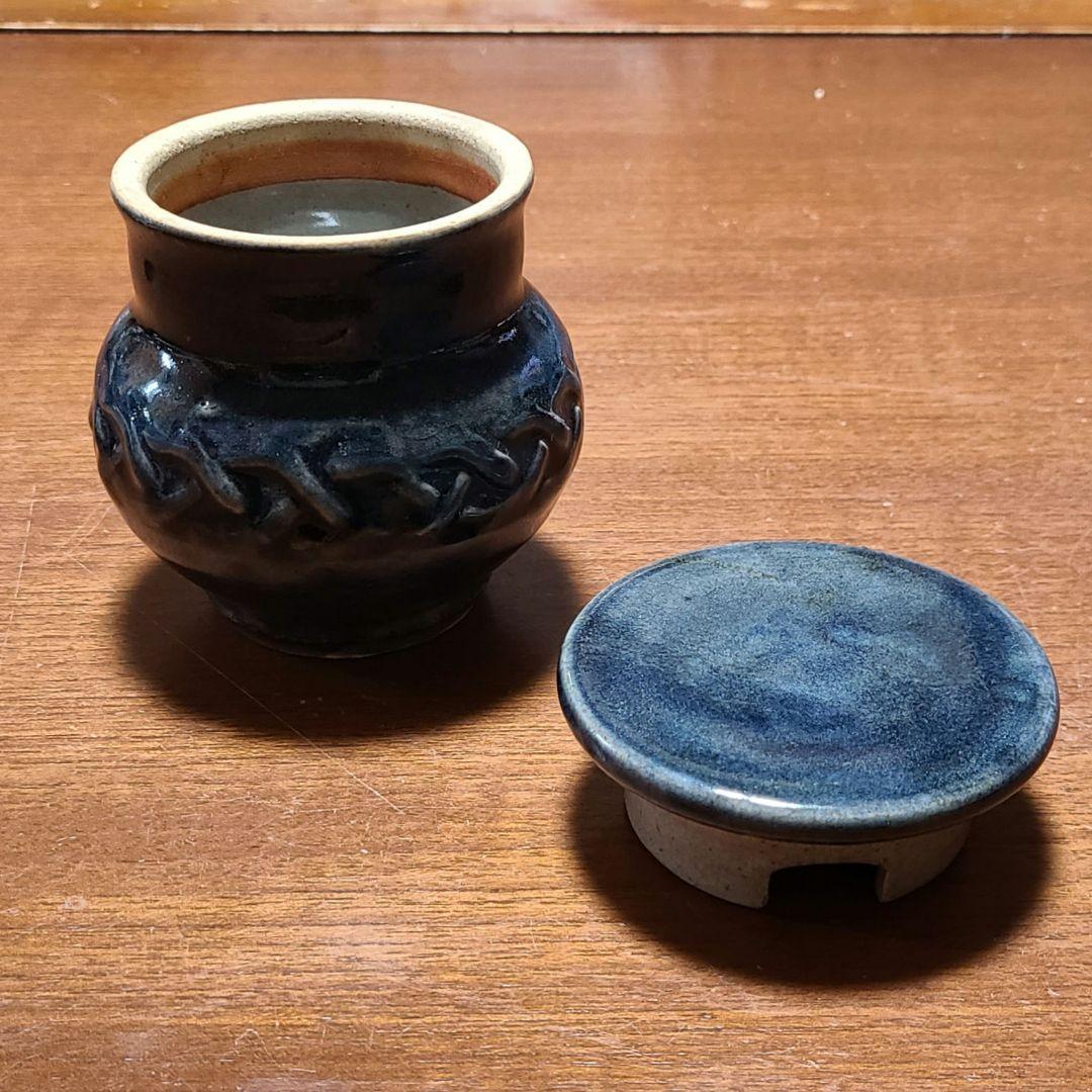 【レア品】 武内晴二郎作　灰落とし　灰皿 ブルーグレー釉薬