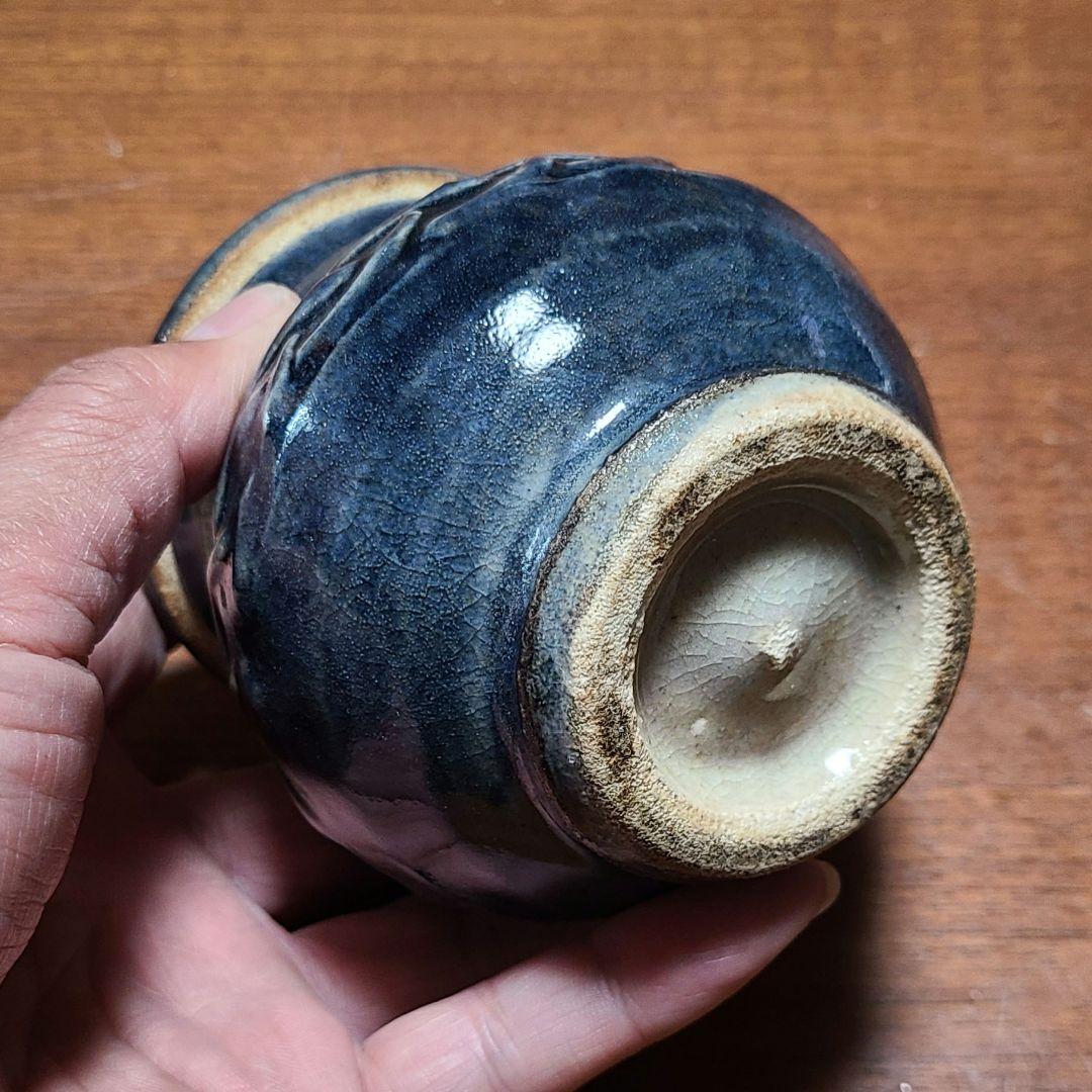 【レア品】 武内晴二郎作　灰落とし　灰皿 ブルーグレー釉薬