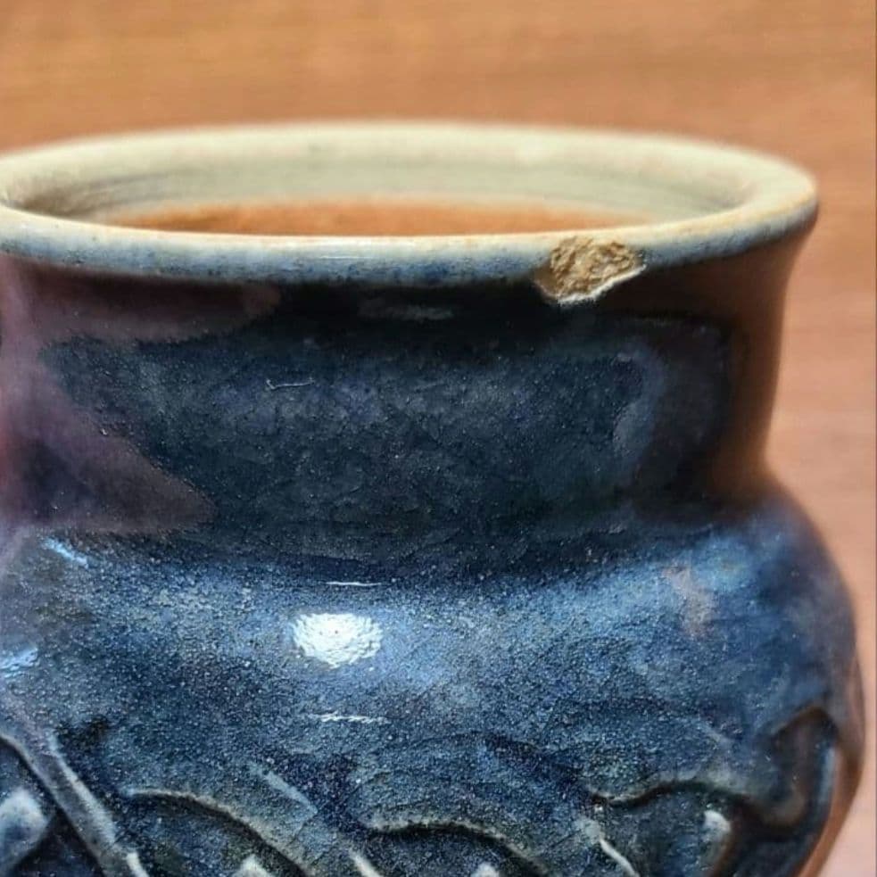 【レア品】 武内晴二郎作　灰落とし　灰皿 ブルーグレー釉薬