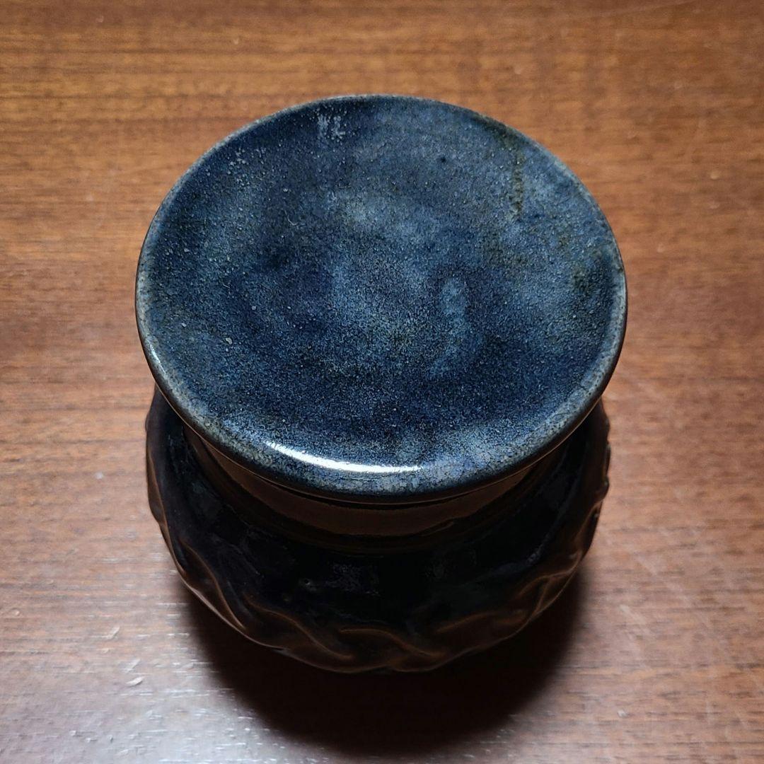 【レア品】 武内晴二郎作　灰落とし　灰皿 ブルーグレー釉薬