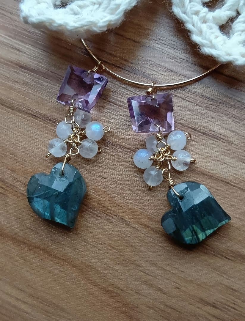 591/14kgf高品質ラブラド♡とピンクアメジストのチャーム