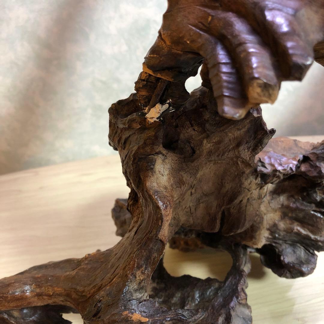 流木 鷹 置物 木彫り アンティーク 昭和レトロ オブジェ 彫刻 約46cm