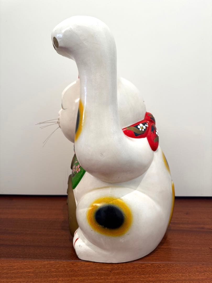 【特大 】招き猫 左手上げ 三毛猫 貯金箱 約43cm レトロ 昭和レトロ