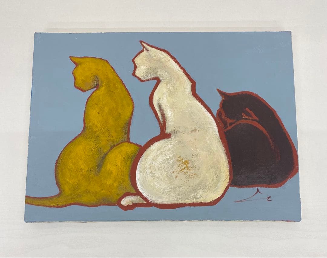 猫のシルエット 絵画 F4サイズ