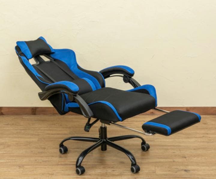 フルフラットメッシュレーシングチェア(青)新品