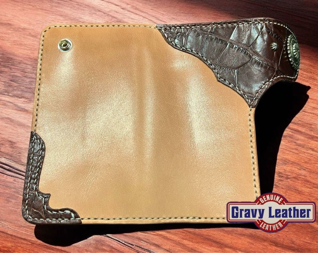 Gravy Leather ボロサス クロコダイル 長財布 本革 サドルレザー
