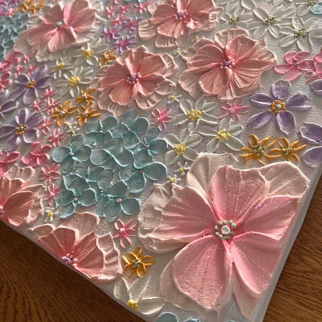 絵画 フラワー 淡色 花の絵 現代アート アートパネル　花柄　フラワーインテリア