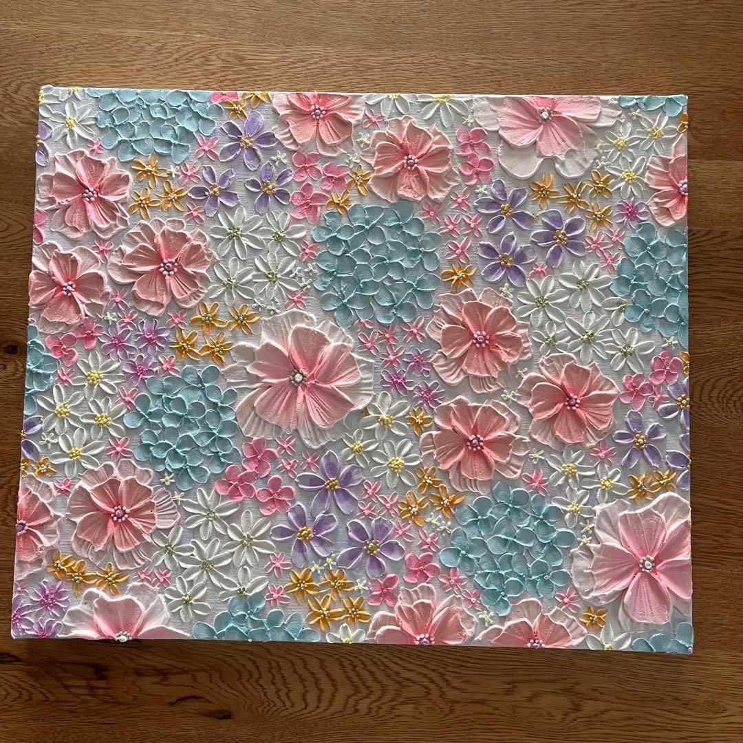絵画 フラワー 淡色 花の絵 現代アート アートパネル　花柄　フラワーインテリア