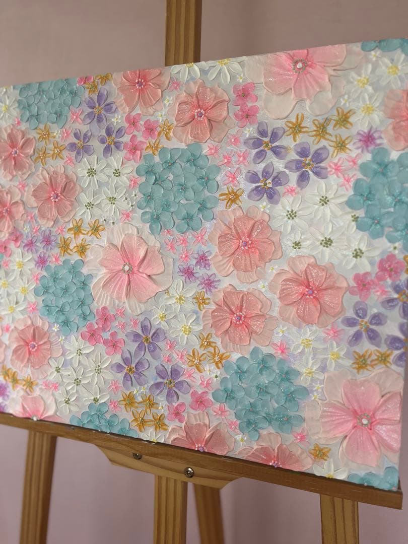 絵画 フラワー 淡色 花の絵 現代アート アートパネル　花柄　フラワーインテリア