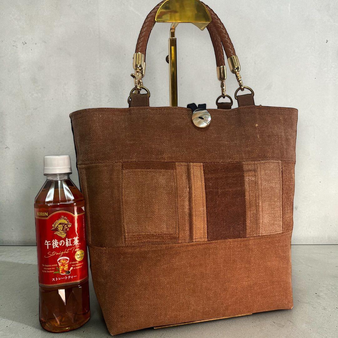 【両面楽し】酒袋×藍染古布のパッチワークトート 絣 型染 ヴィンテージ 和モダン