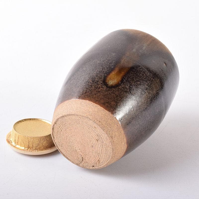 茶道具　膳所焼　淡海ぜぜ　陽炎園造　肩衝茶入　仕覆付　共箱　V　7271